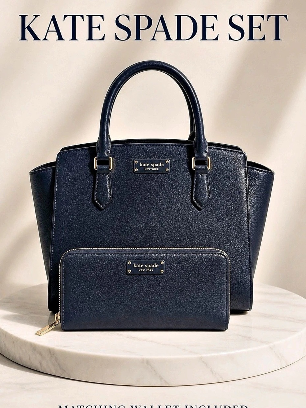 Kate Spade Cameron Medium Satchel and Matching Wallet Set Wallet Set Blue EUC